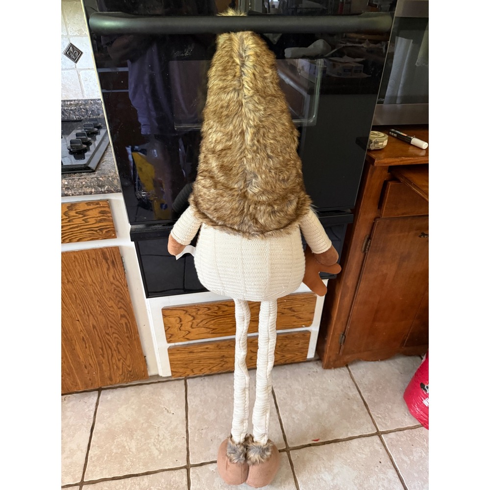 Large 48 Inch Christmas Gnome Plush Faux Fur Hat Gingerbread Man Holiday Decor - Picture 5 of 5